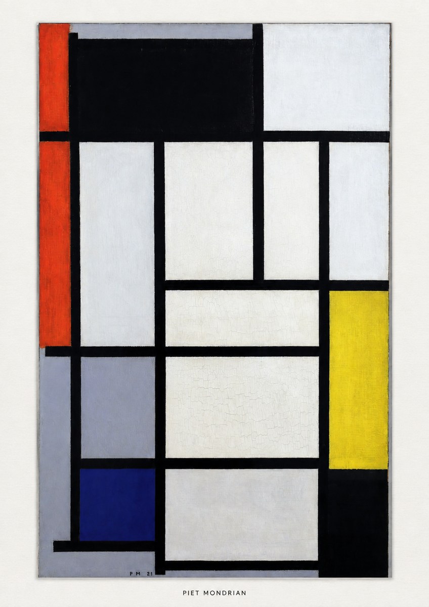 Piet Mondrian Composition with Red, Blue and Yellow No5 - Poster