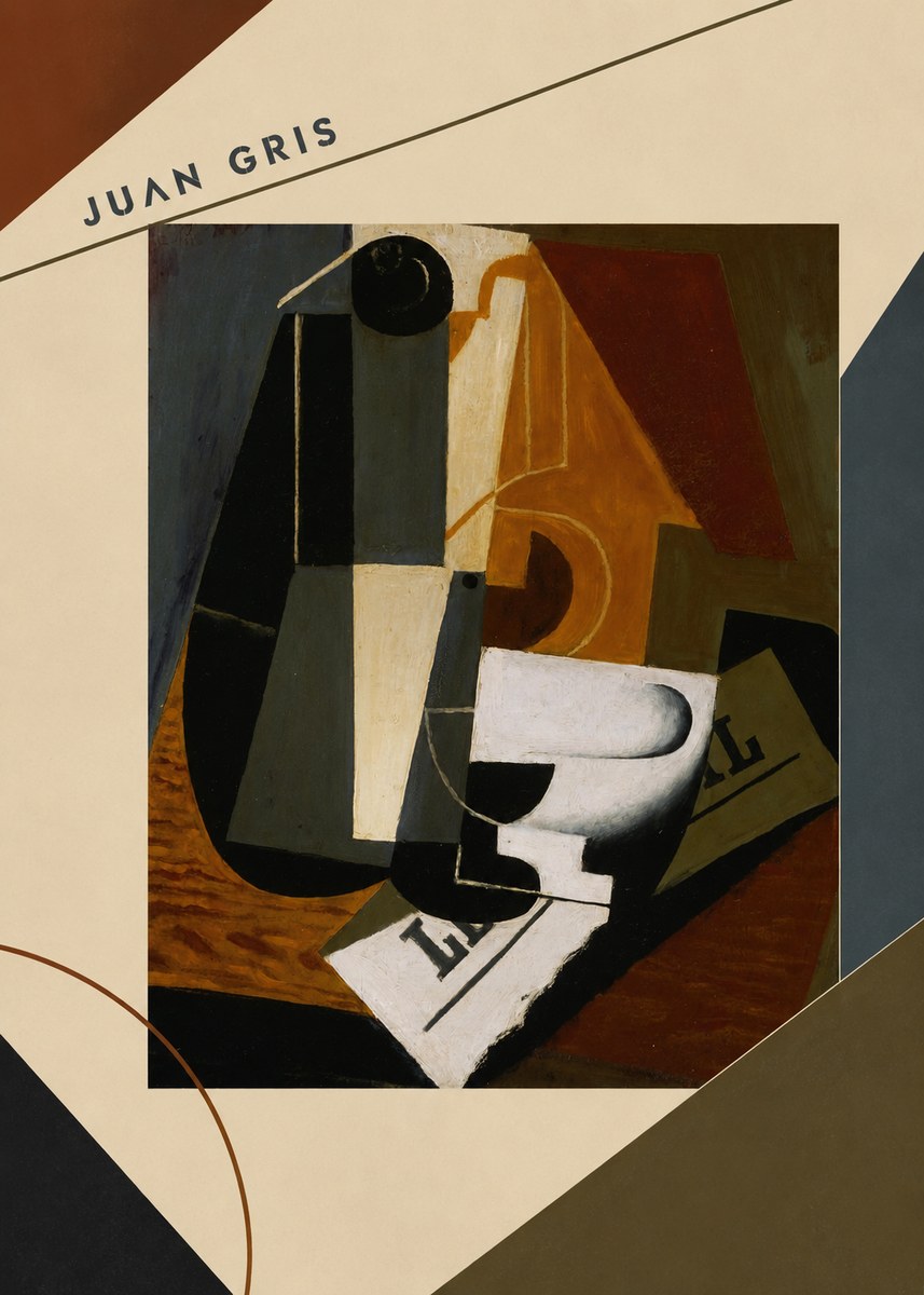 Juan Gris Glass and Bottle No6 - Poster