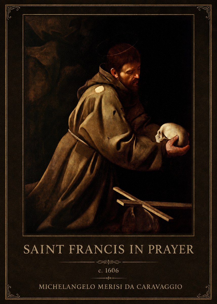 Michelangelo Merisi da Caravaggio Saint Francis in Prayer II No1 - Poster