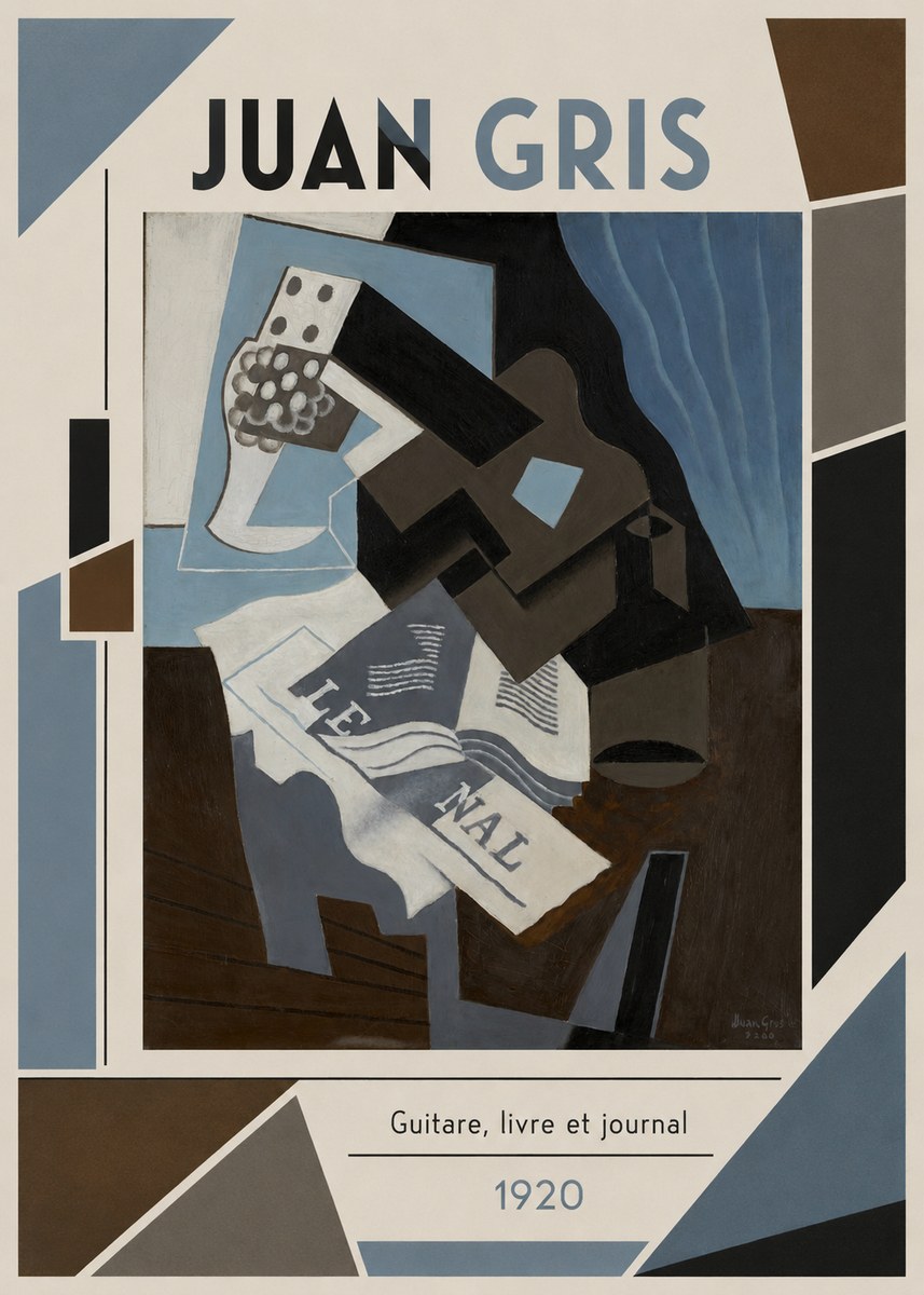 Juan Gris Guitare, Livre Et Journal No2 - Poster