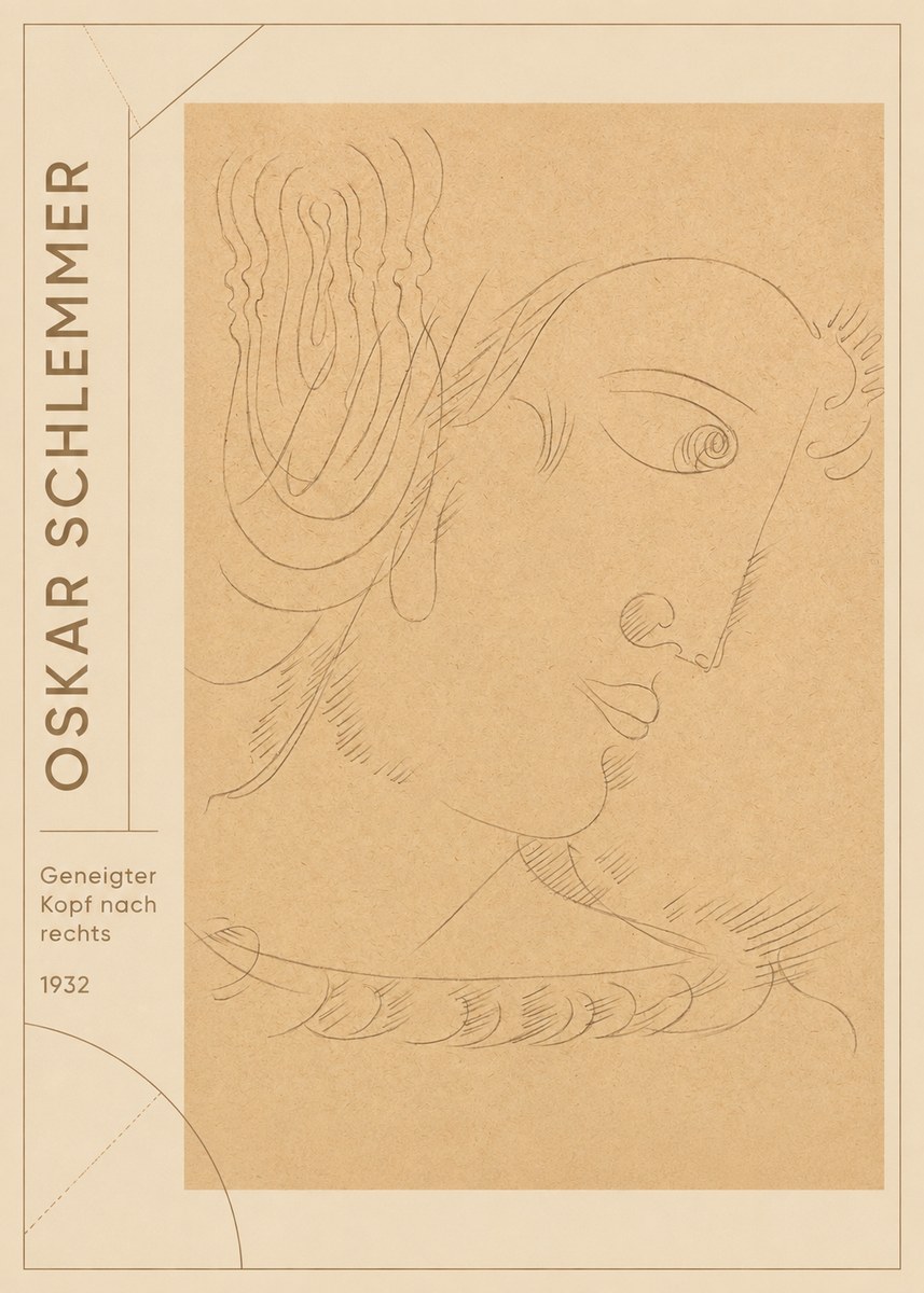 Oskar Schlemmer Geneigter Kopf Nach Rechts No2 - Poster