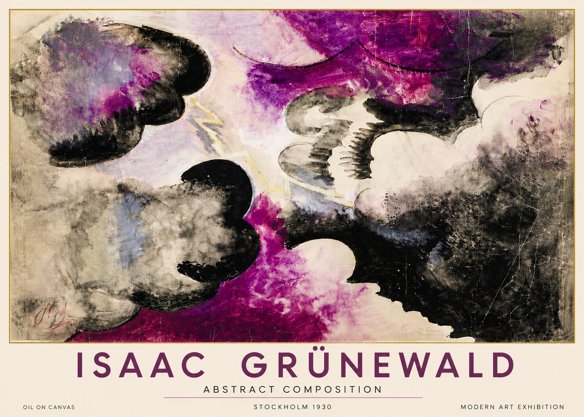 Isaac Grünewald Abstract Composition No6 - Poster