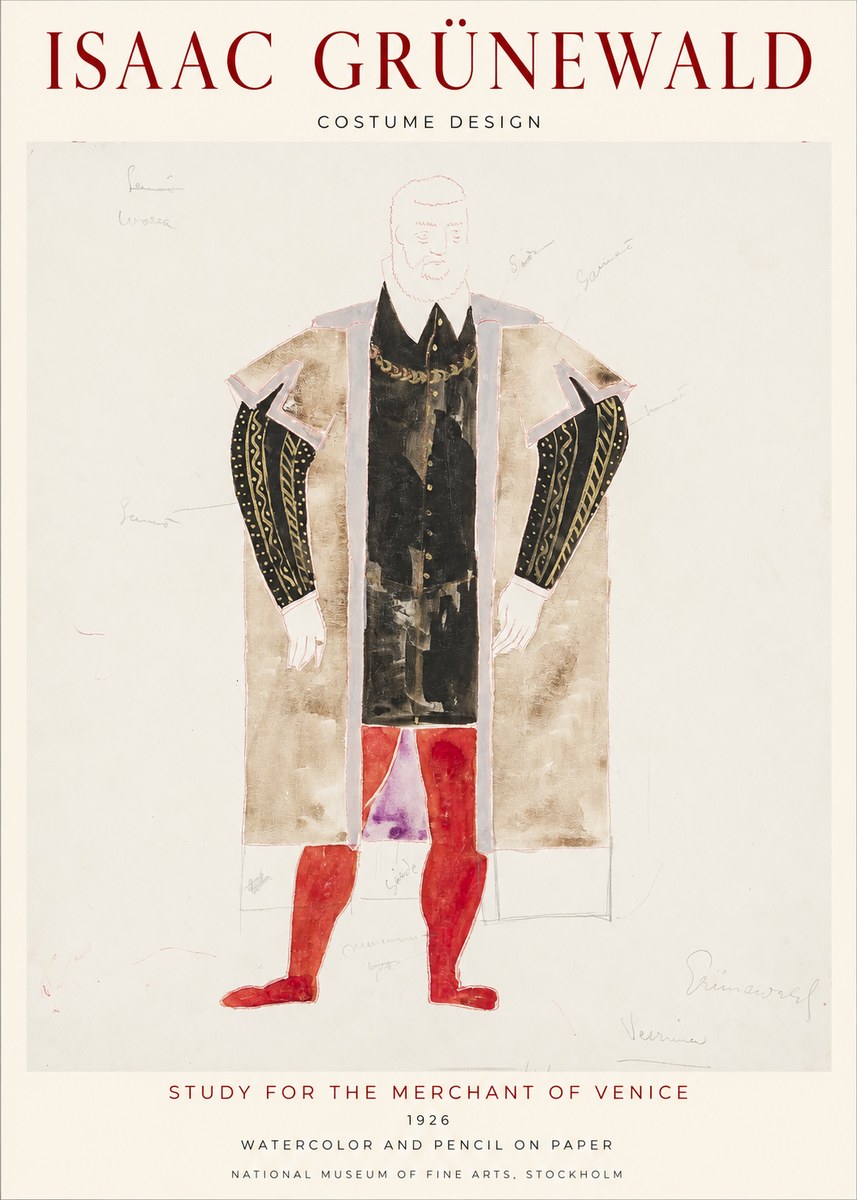 Isaac Grünewald Study for the Merchant of Venice No1 - Poster