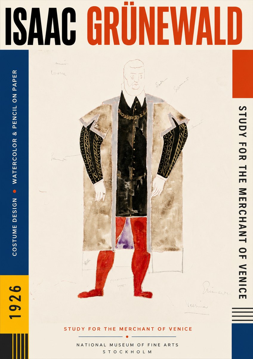 Isaac Grünewald Study for the Merchant of Venice No4 - Poster