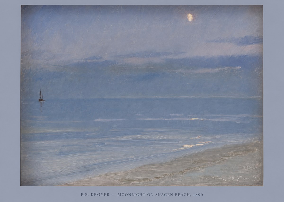 P.S. Krøyer Moonlight on Skagen Beach No6 - Poster