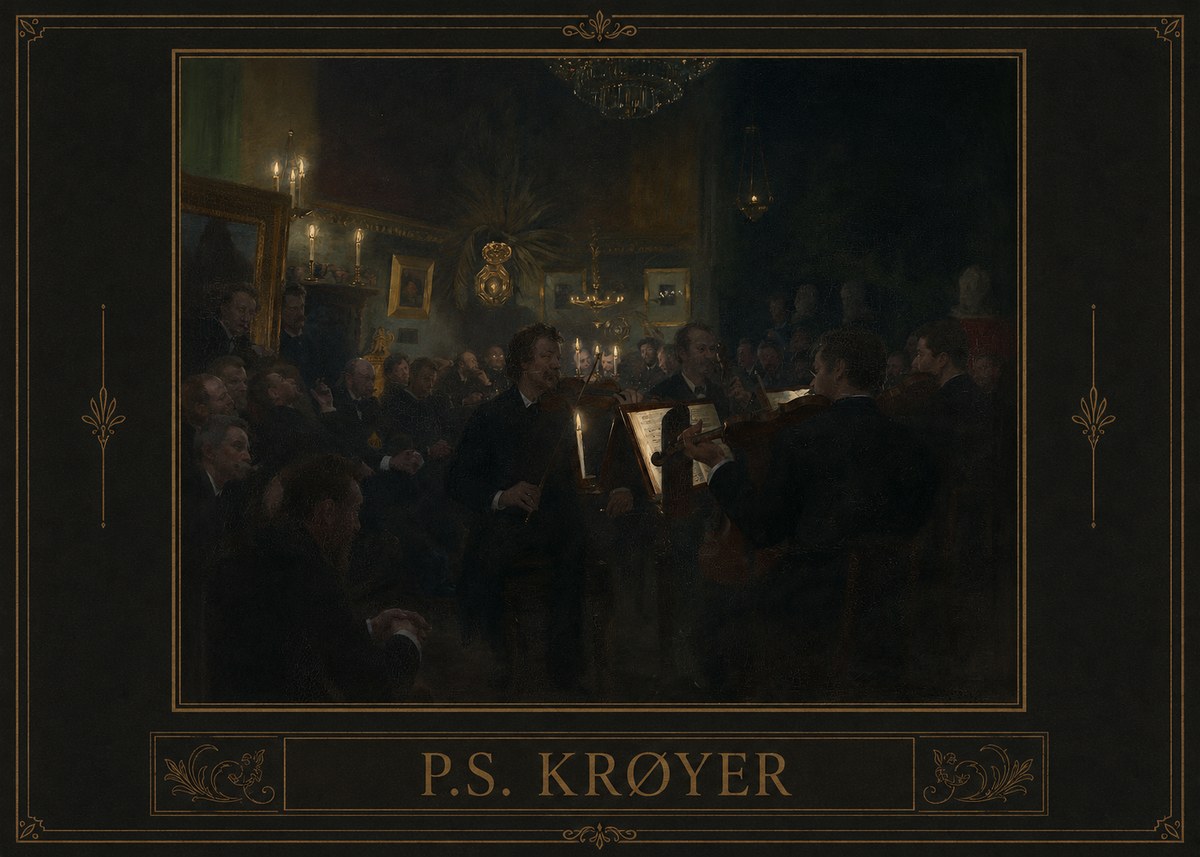 P.S. Krøyer An Evening at Høeberg's Home No1 - Poster