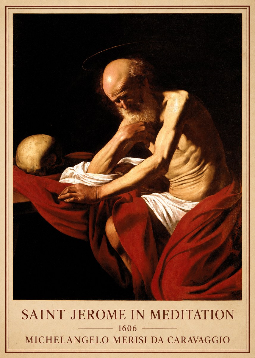 Michelangelo Merisi da Caravaggio Saint Jerome in Meditation I No6 - Poster