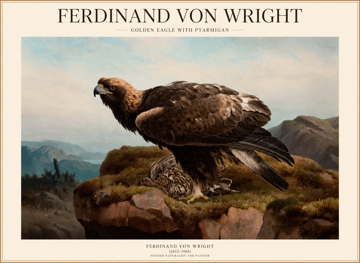 Ferdinand von Wright Golden Eagle with Ptarmigan No1 - Poster