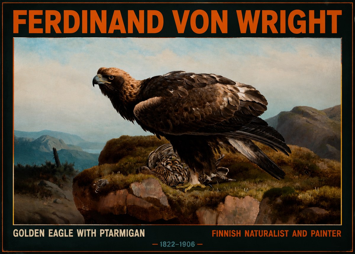 Ferdinand von Wright Golden Eagle with Ptarmigan No2 - Poster