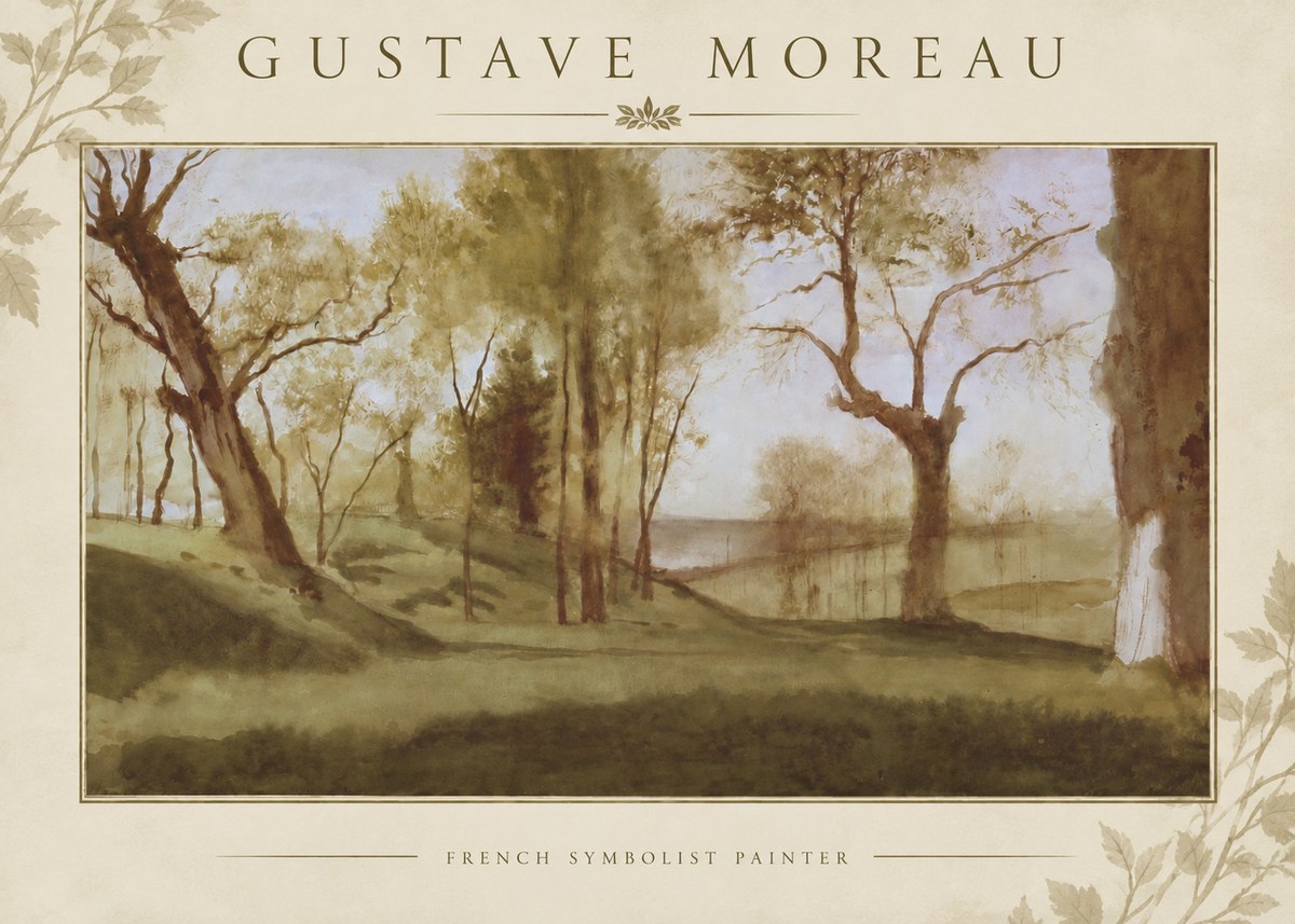 Gustave Moreau Wooded River Landscape No5 - Poster