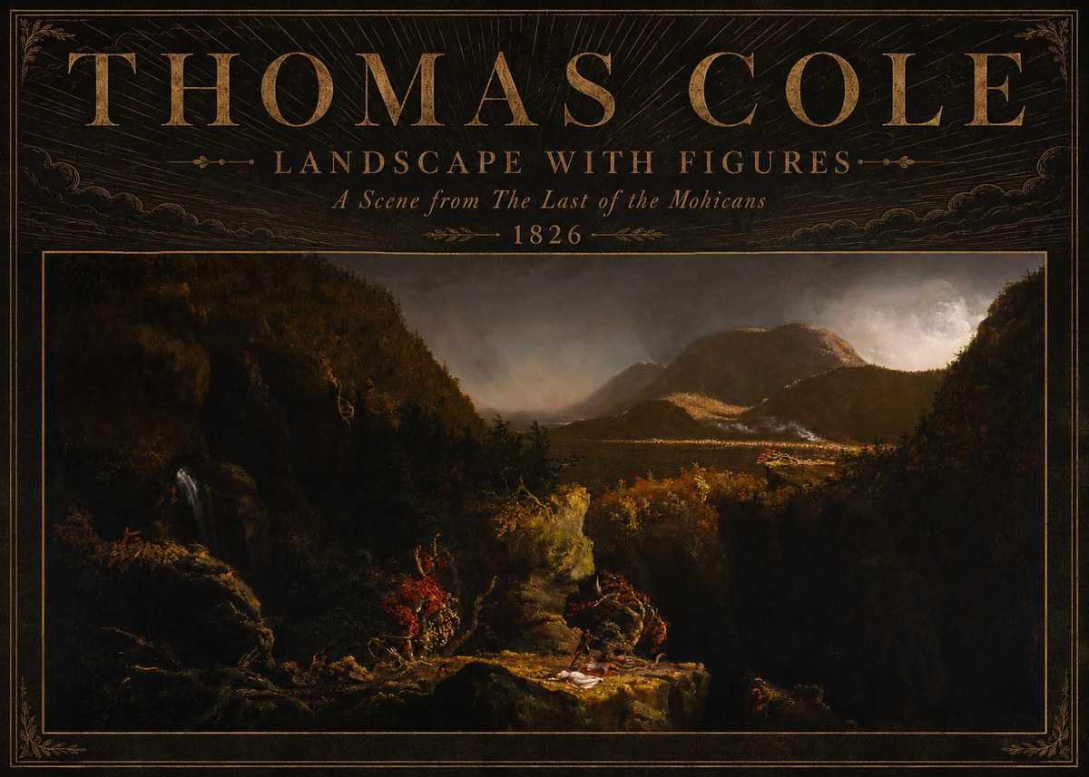 Thomas Cole Landscape with Figures: a Scene from the Last of the Mohicans No5 - Poster