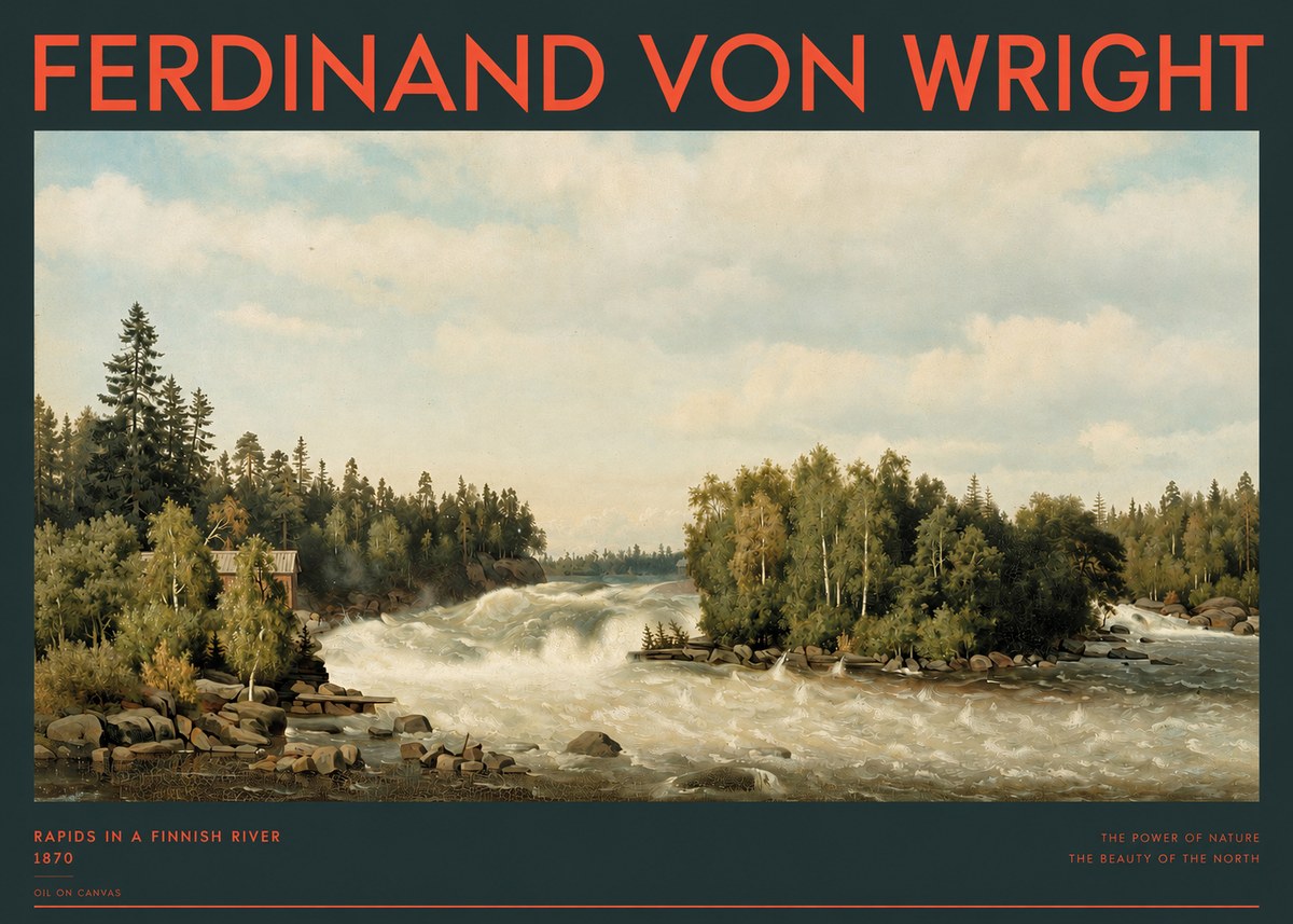Ferdinand von Wright Rapids in a Finnish River No2 - Poster