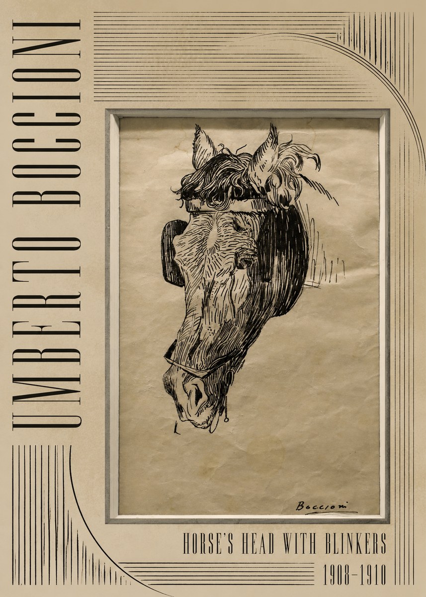 Umberto Boccioni Horse's Head with Blinkers No4 - Poster