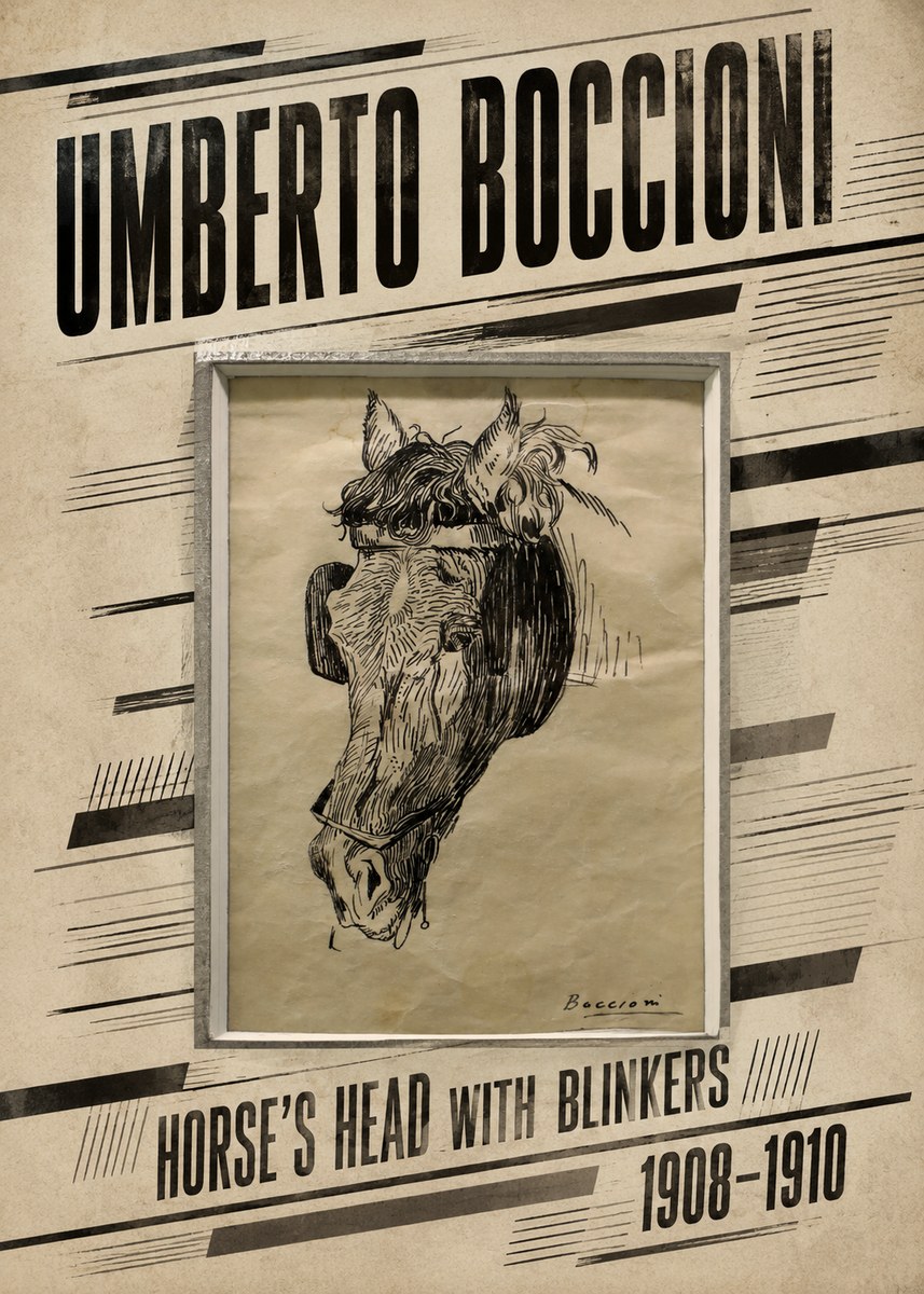 Umberto Boccioni Horse's Head with Blinkers No6 - Poster