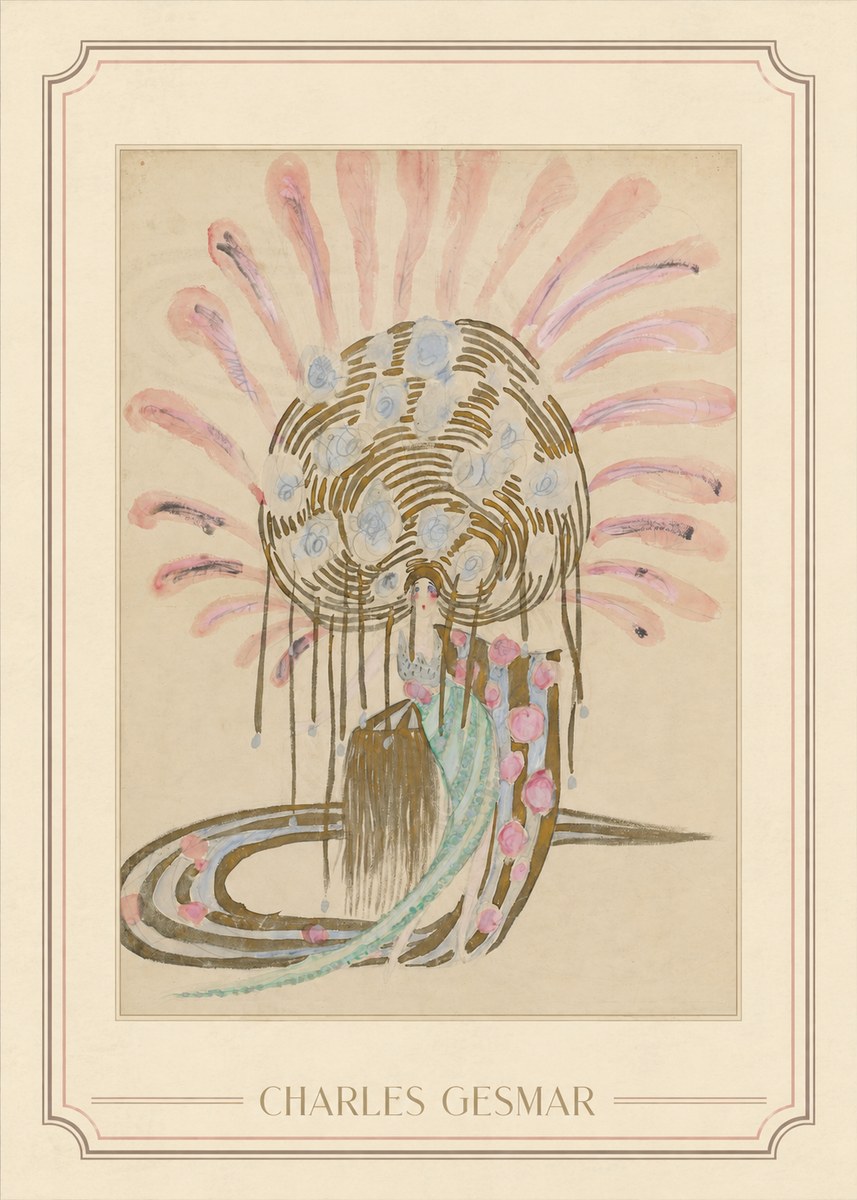 Charles Gesmar Woman with Headdress No1 - Poster