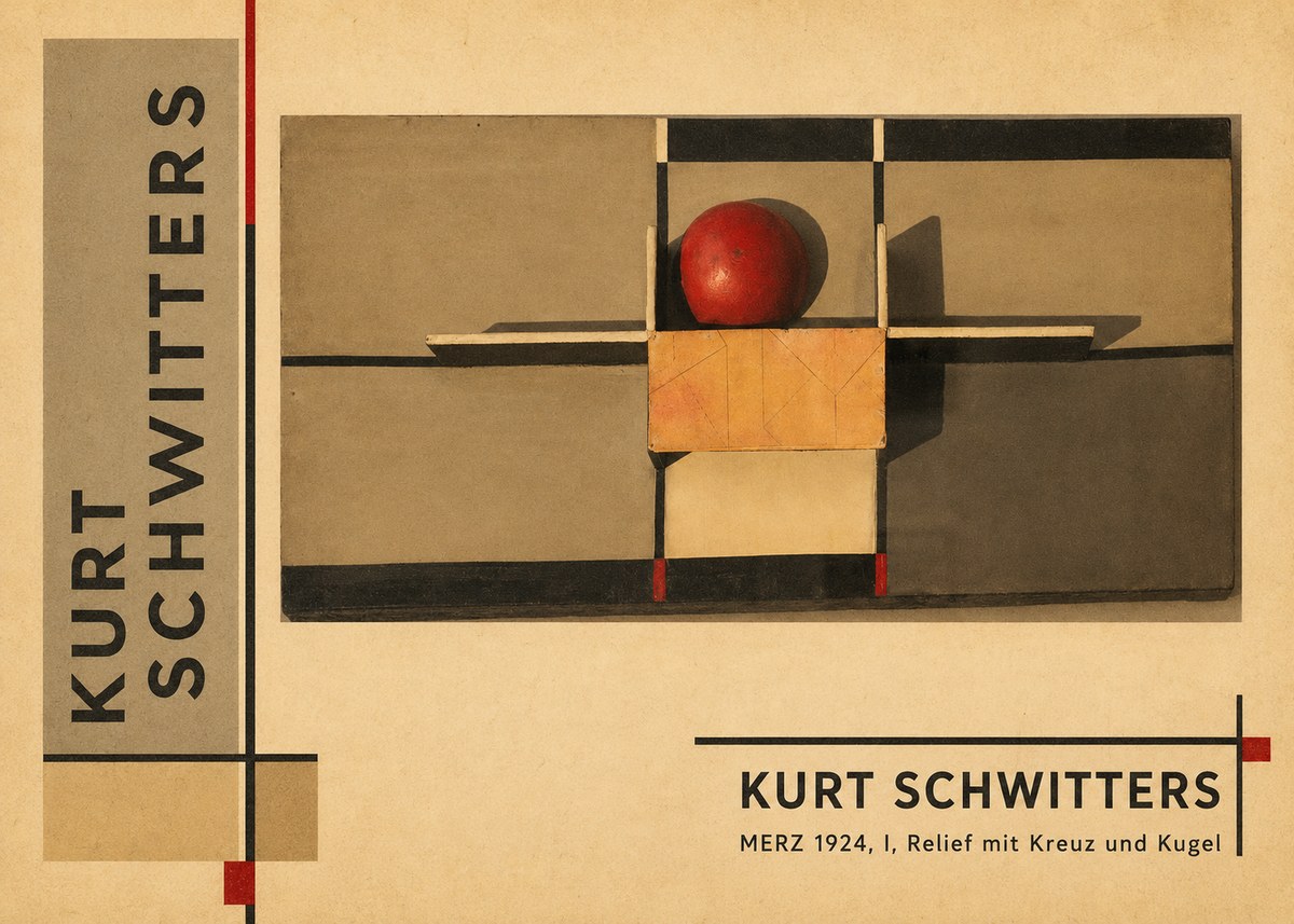 Kurt Schwitters Merz 1924, I, Relief Mit Kreuz Und Kugel No2 - Poster