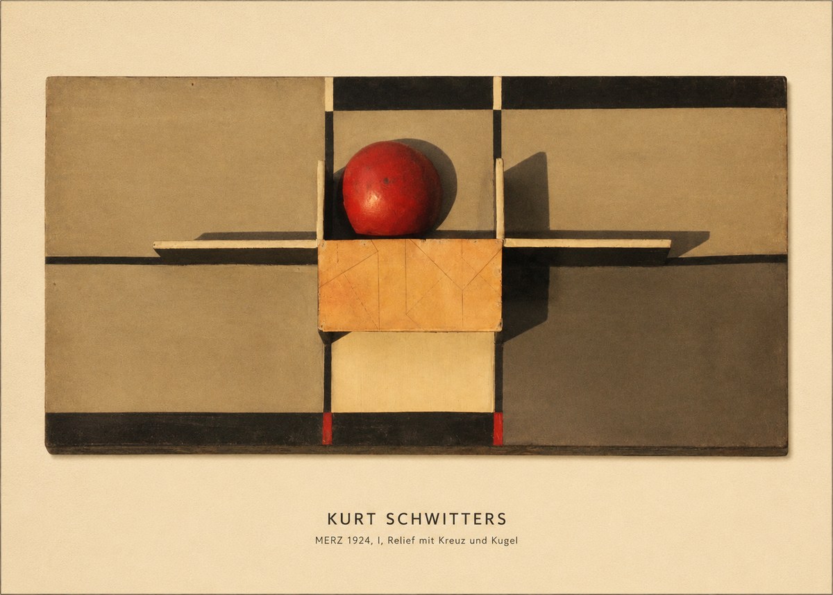 Kurt Schwitters Merz 1924, I, Relief Mit Kreuz Und Kugel No5 - Poster