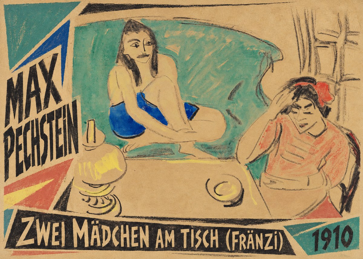 Max Pechstein Zwei Mädchen Am Tisch (Fränzi) No3 - Poster