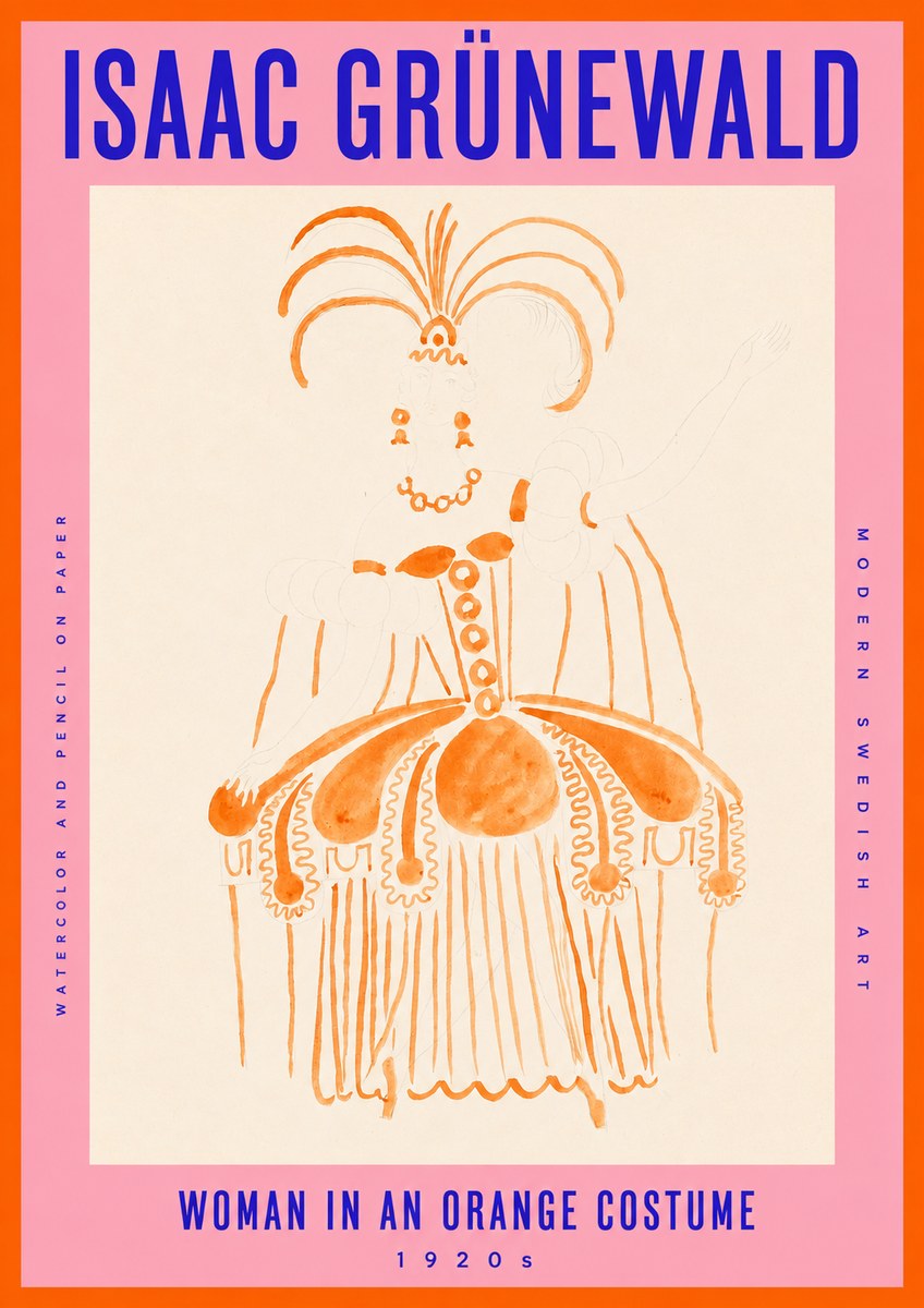 Isaac Grünewald Woman in an Orange Costume No2 - Poster
