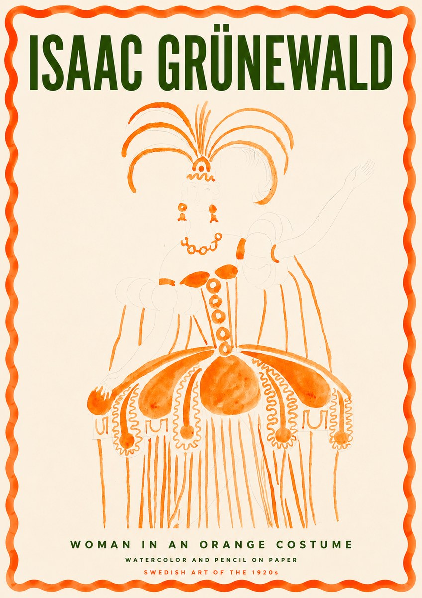 Isaac Grünewald Woman in an Orange Costume No3 - Poster