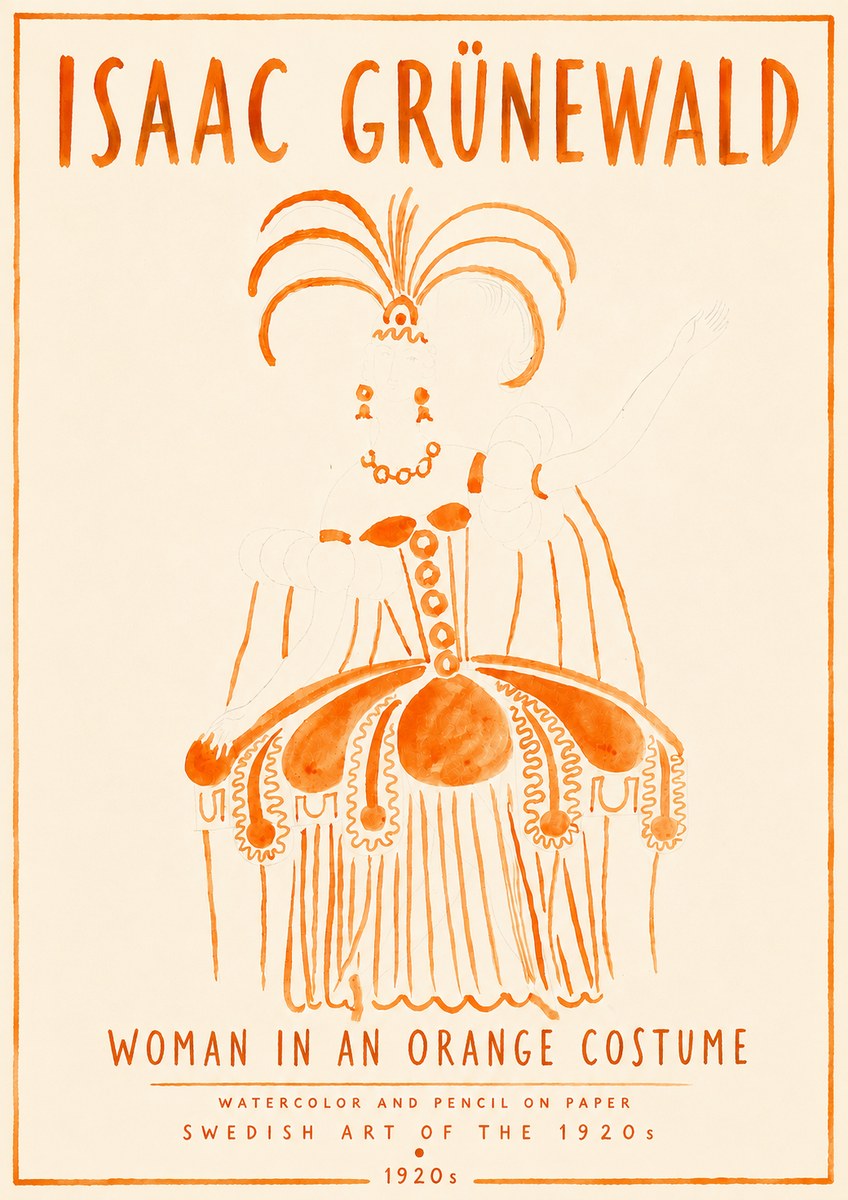 Isaac Grünewald Woman in an Orange Costume No6 - Poster