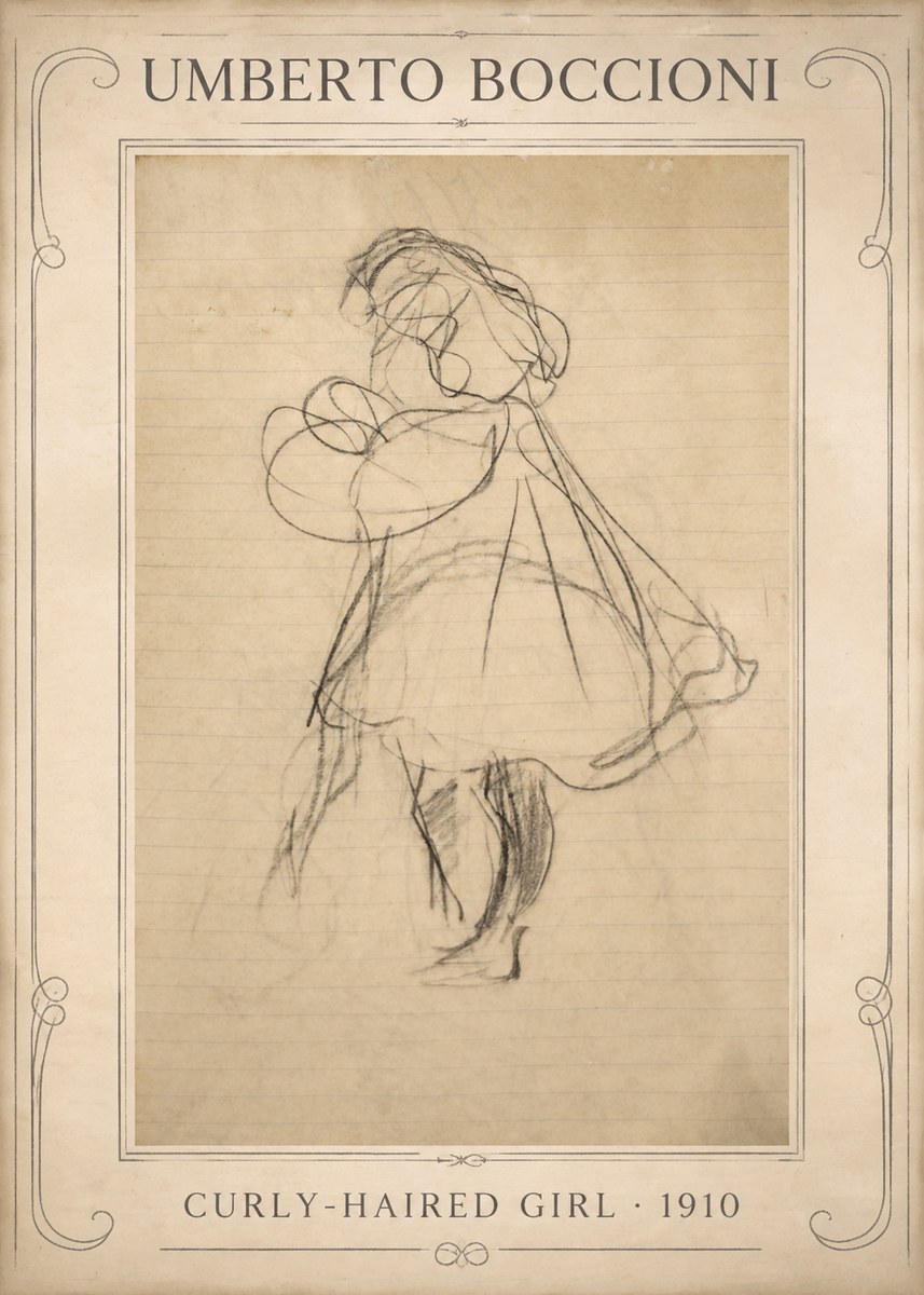 Umberto Boccioni Curly-haired Girl No1 - Poster