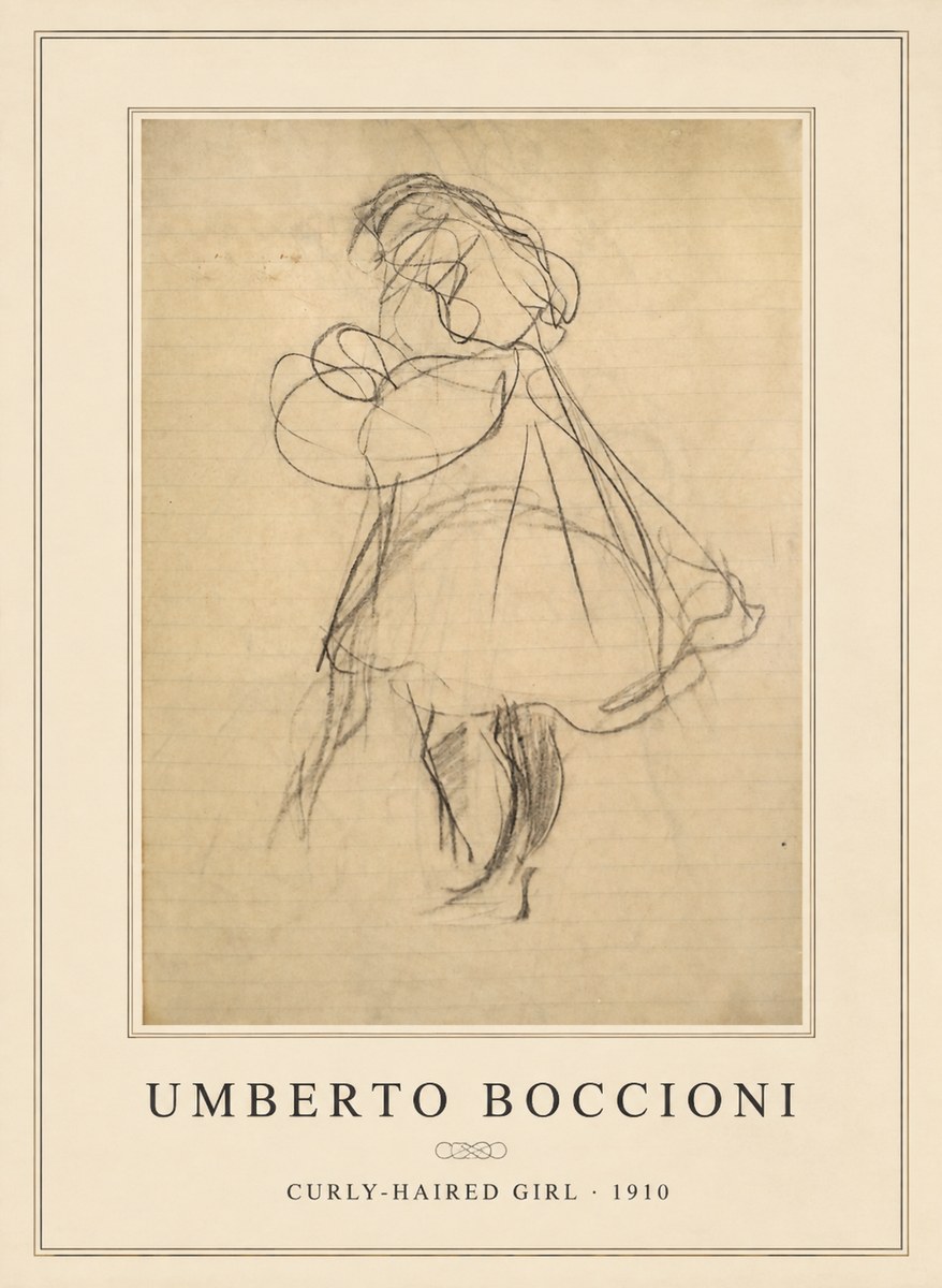Umberto Boccioni Curly-haired Girl No6 - Poster