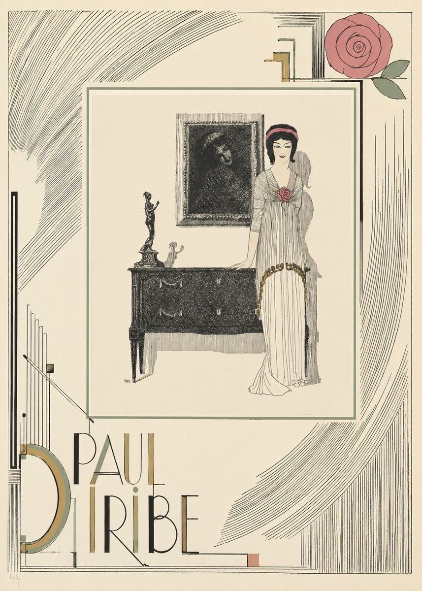 Paul Iribe Elegant Figure in Art Deco Interior No6 - Poster