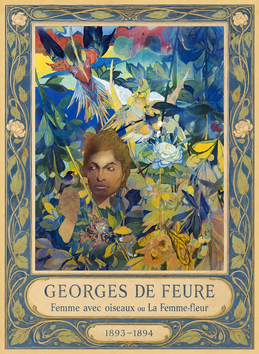 Georges de Feure Femme Avec Oiseaux Ou La Femme-fleur No1 - Poster