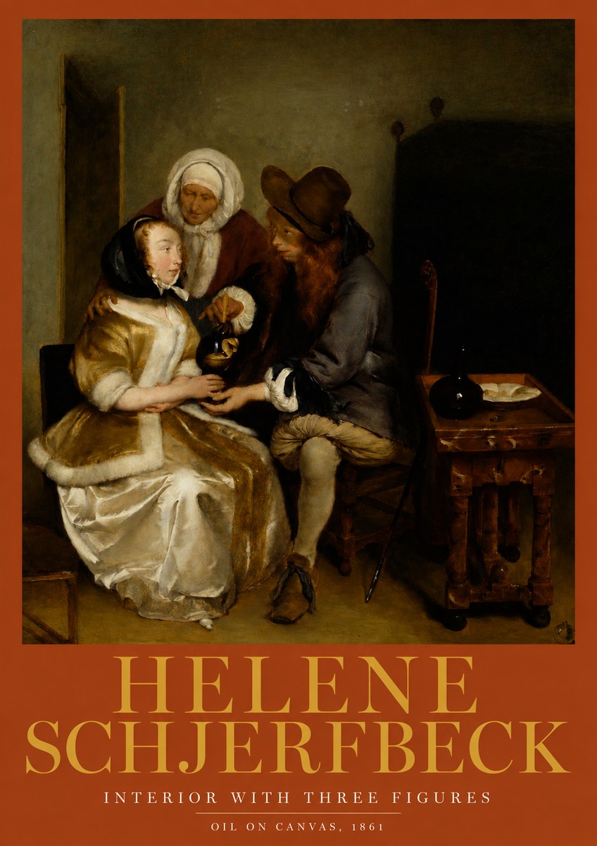 Helene Schjerfbeck Interior with Three Figures No2 - Poster