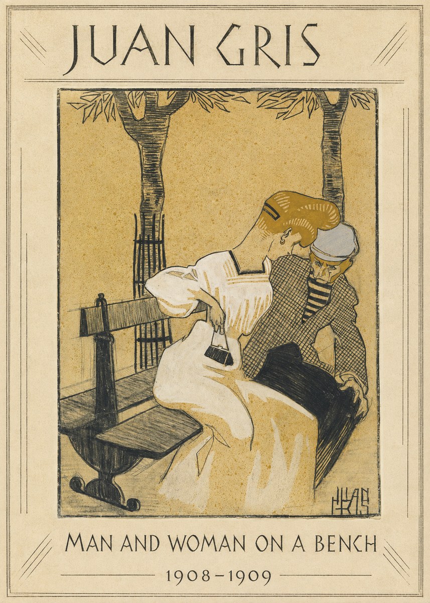 Juan Gris Man and Woman on a Bench No1 - Poster