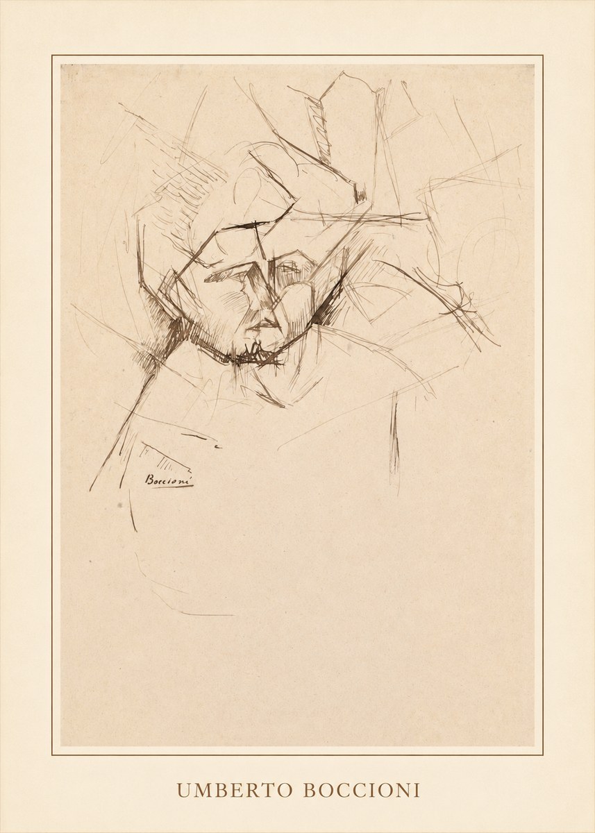 Umberto Boccioni Head Study No4 - Poster
