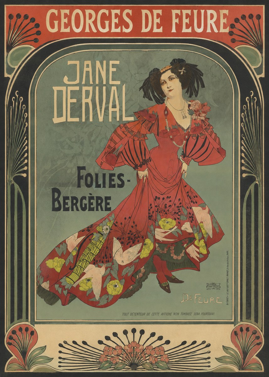 Georges de Feure Jane Derval - Folies-bergère III No4 - Poster