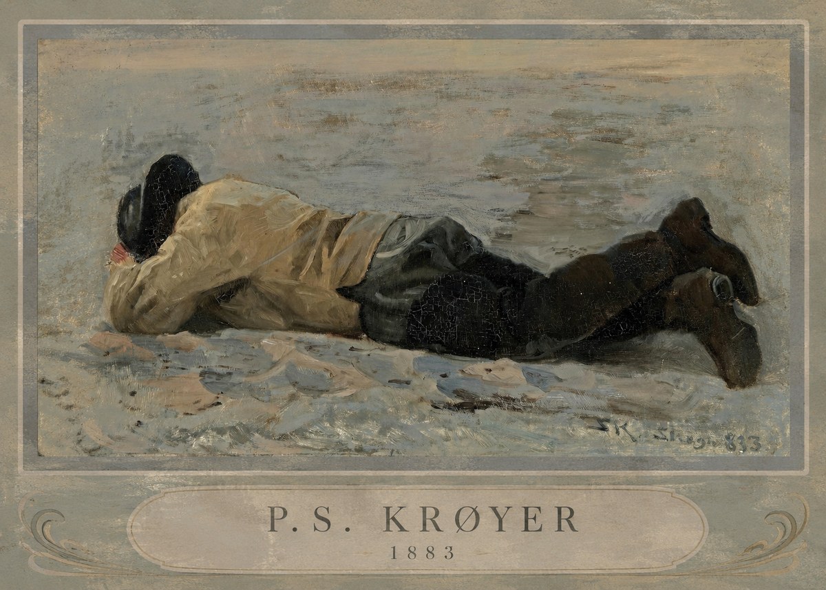 P.S. Krøyer Fisherman Lying on the Beach No4 - Poster
