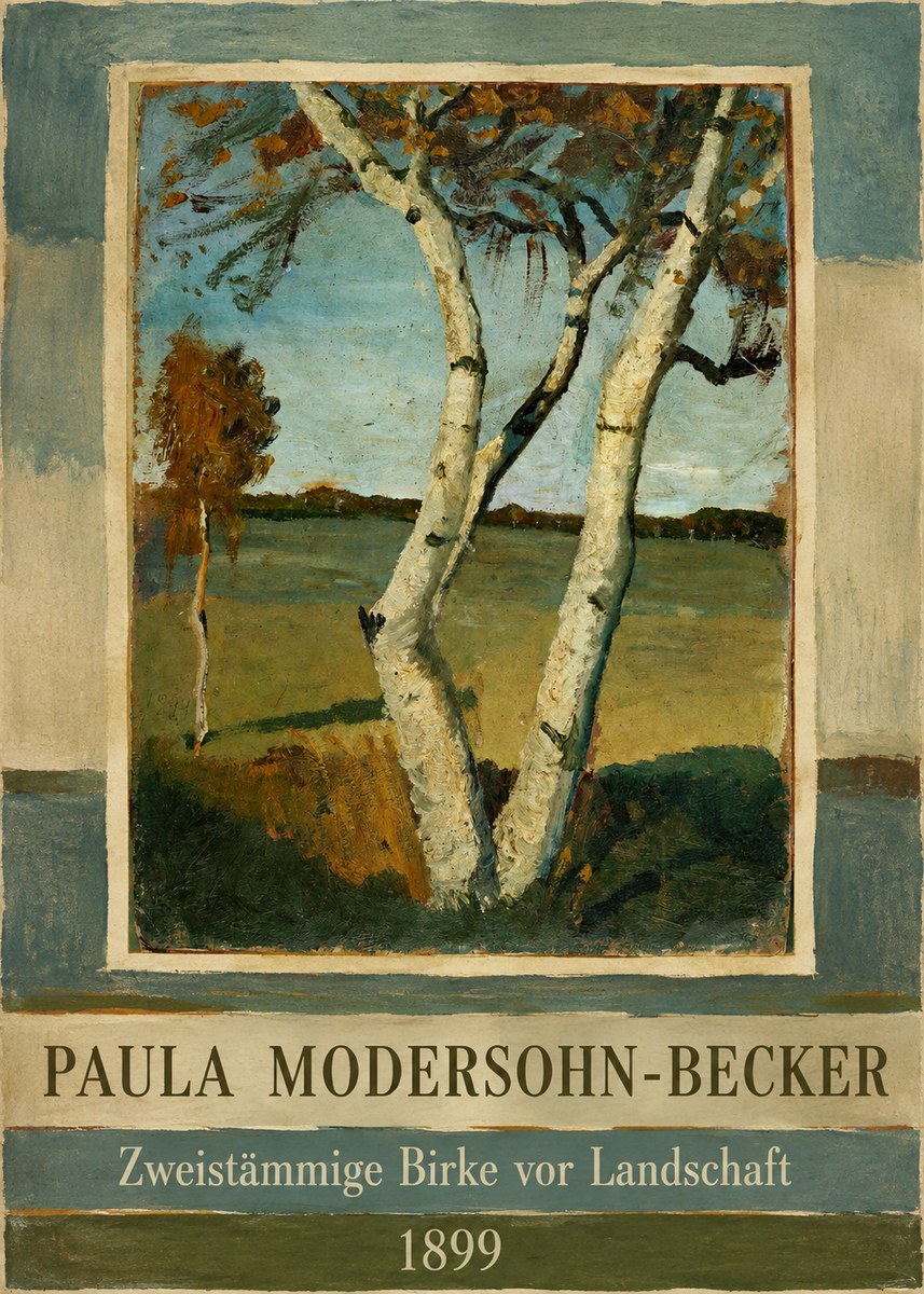 Paula Modersohn-Becker Zweistämmige Birke Vor Landschaft No2 - Poster