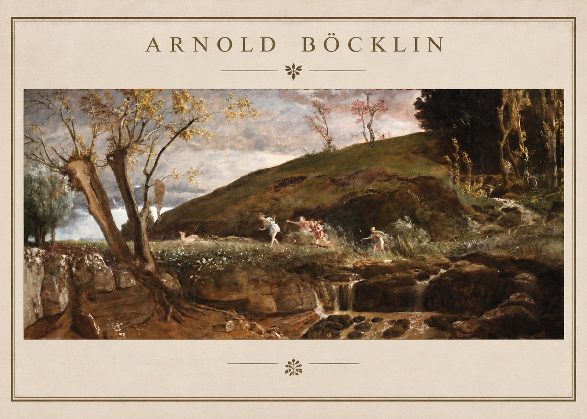 Arnold Böcklin Nymphs and Satyr No2 - Poster