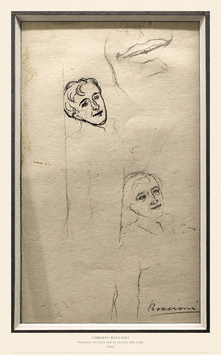 Umberto Boccioni Portrait Studies for in Letizia Ben Fare No6 - Poster