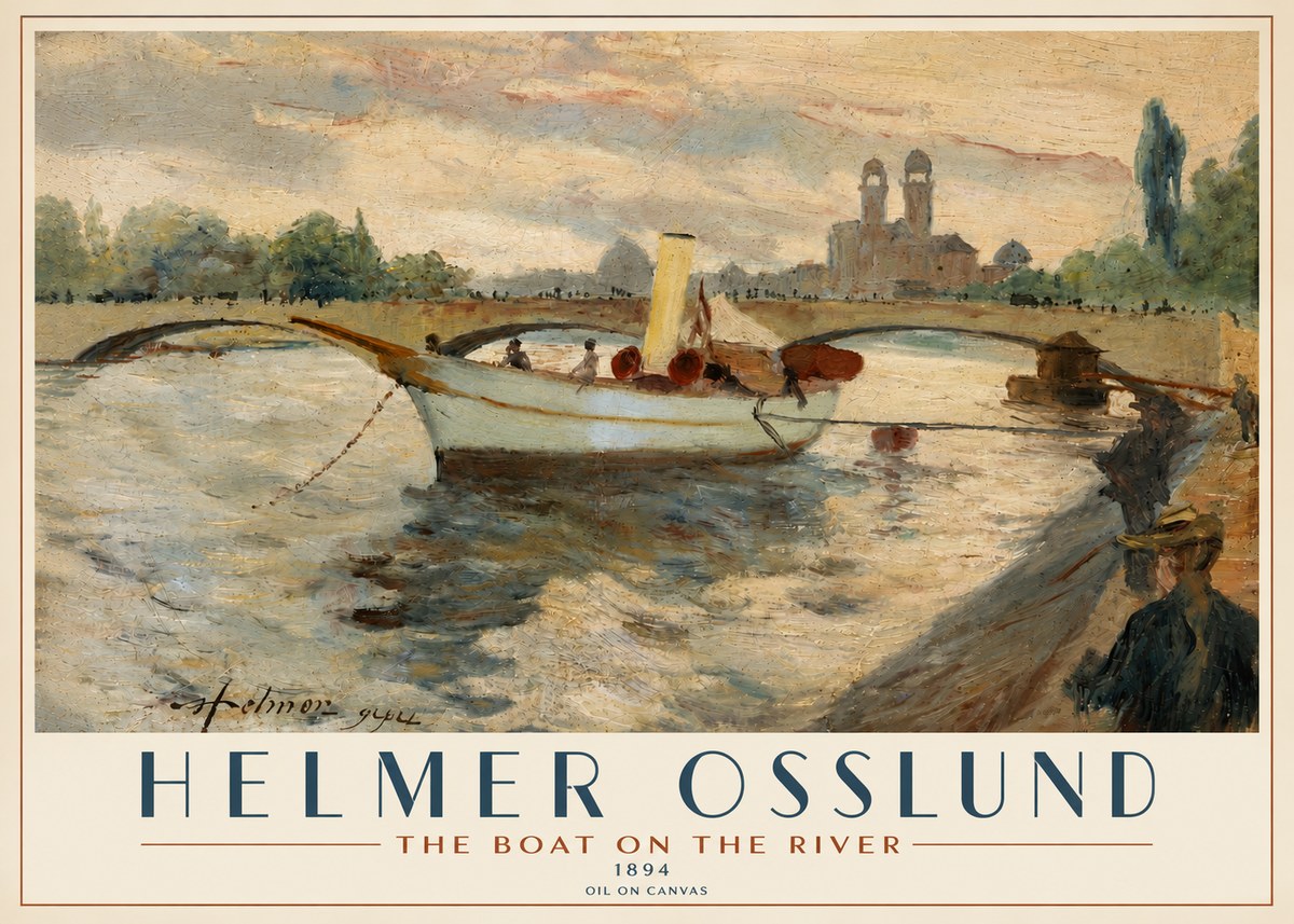 Helmer Osslund The Boat on the River No4 - Poster