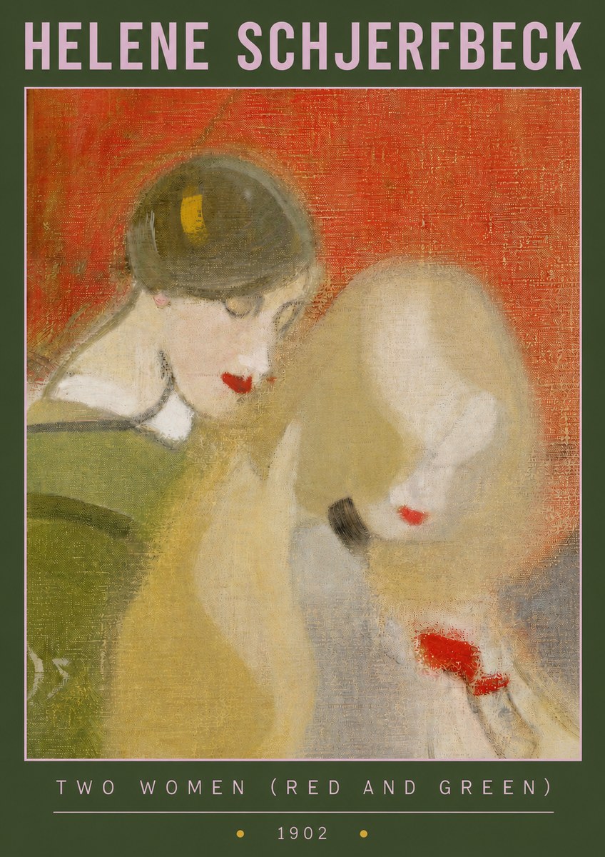 Helene Schjerfbeck Two Women (Red and Green) No3 - Poster