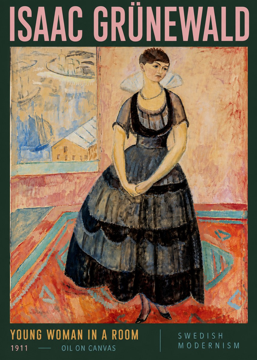 Isaac Grünewald Young Woman in a Room No5 - Poster