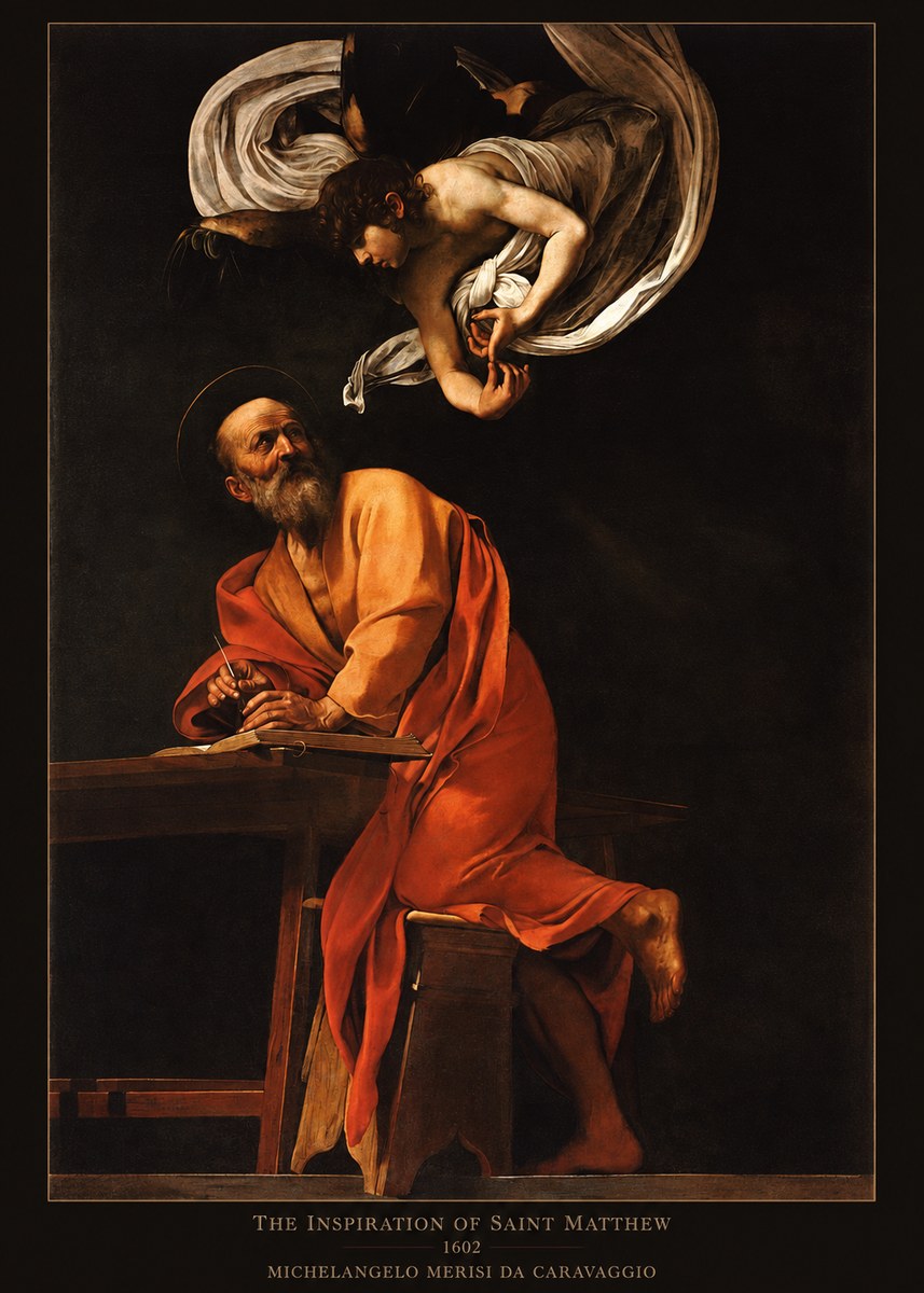 Michelangelo Merisi da Caravaggio The Inspiration of Saint Matthew II No6 - Poster